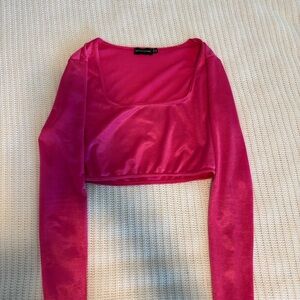 PrettyLittleThing Pink Long Sleeve Fitted Bodysuit